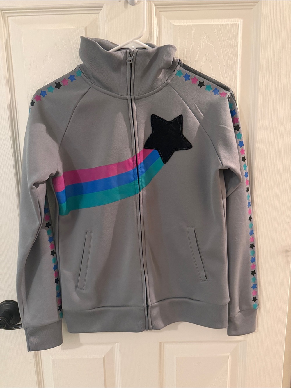 Y2K Gray Star-Stripe zipper  Jacket
